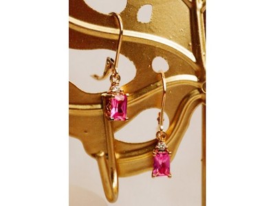 925 Sterling Silver Gold Plated Pink Topaz & Goshenite Earrings