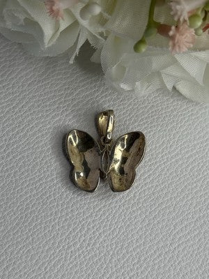 925 Sterling Silver Butterfly Beryl & Marcasite Pendant Length 0.90 Inch