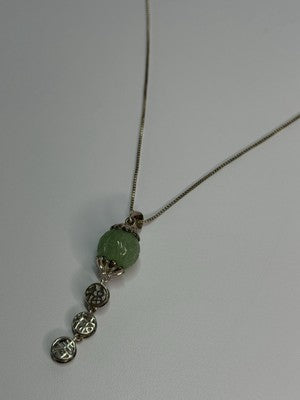 925 Sterling Silver Jadeite Necklace Length 18 Inch