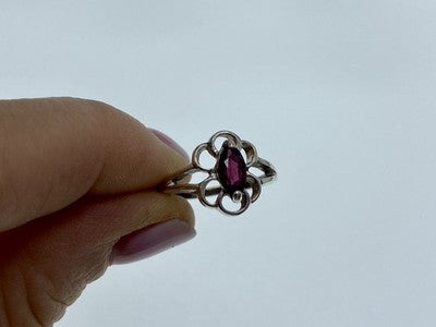 925 Sterling Silver Almandine Ring Size 5.5