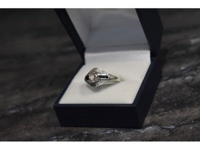 925 Sterling Silver Morganite & Jewelry Glass Ring Size 8