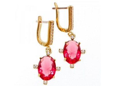 925 Sterling Silver Gold Plated Alpanite & CZ Set