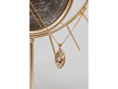 925 Sterling Silver Gold Plated Multi Gemstones Chain With Pendant
