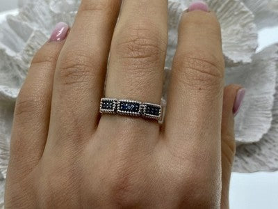 925 Sterling Silver Blue Spinel Ring Size 9