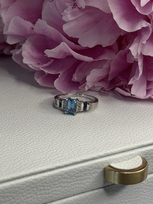 925 Sterling Silver Topaz Sapphire Beryl Ring Size 8