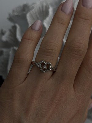 925 Sterling Silver White Colorless Topaz Heart Ring Size 7