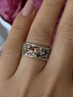 925 Sterling Silver Multi Color Spinel Ring Size 7