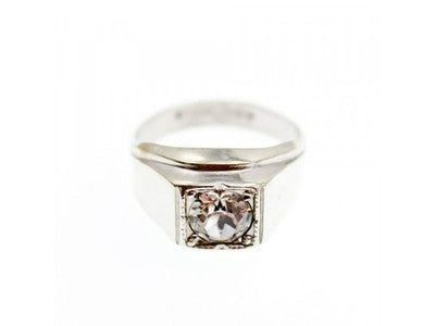 Men's 925 Sterling Silver White Beryl Ring Size 10.5