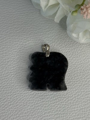 925 Sterling Silver Jade Elephant Pendant Length 1.20 Inch