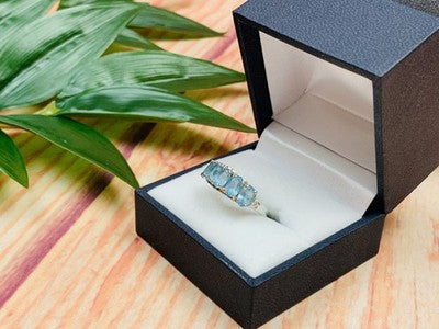925 Sterling Silver Blue Spinel Ring Size 6.5