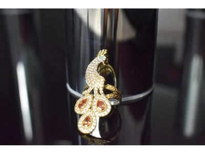 925 Sterling Silver Heliodor, CZ & Turquoise "Firebird" Ring Size 9.5