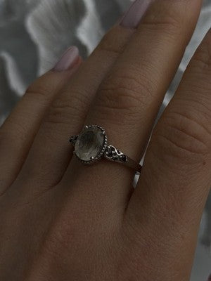 925 Sterling Silver Prasiolite Green Amethyst & Brown Tourmaline Ring Size 9