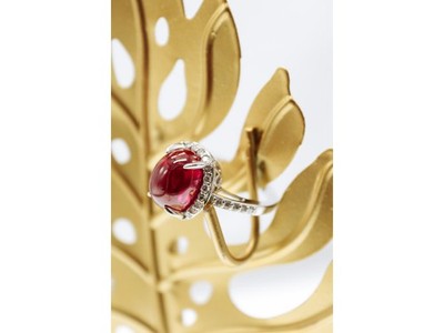925 Sterling Silver Pink Spinel & CZ Ring Size 6.5