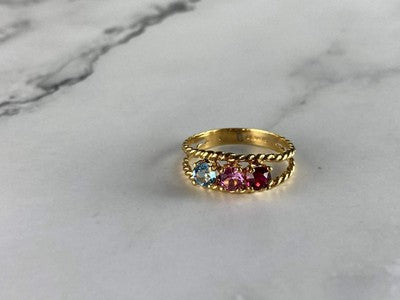 GOLD PLATED RING WITH MULTICOLOR CZ SIZE 6.5