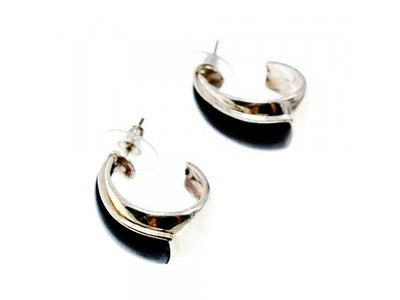 925 Sterling Silver Black Nephrite Stud Earrings