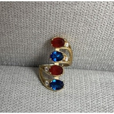 925 Sterling Silver Gold Plated Alpanite & CZ Ring Size 6.5