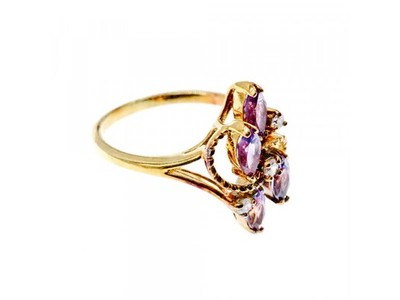 925 Sterling Silver Gold Plated Tourmaline & Beryl Ring Size 9