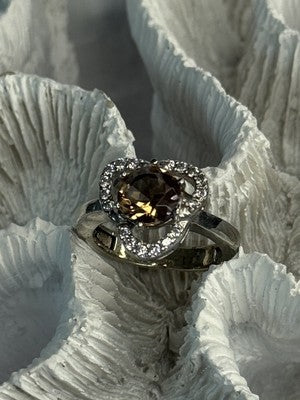 925 Sterling Silver Spinel & CZ Ring Size 7