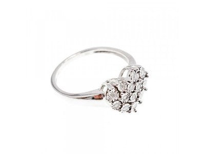 925 Sterling Silver Sapphires "Heart" Ring Size 9