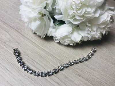 925 Sterling Silver White/Colorless Spinel Bracelet Size 6.7 IN