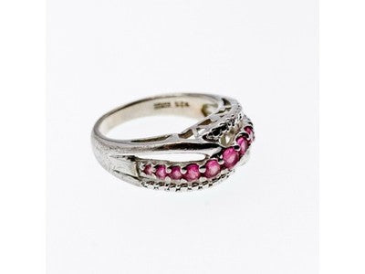 925 Sterling Silver Pink Spinel Ring Size 7.25