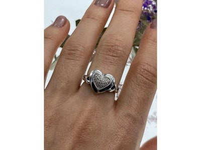 925 Sterling Silver Diamond "Heart" Ring Size 7.5