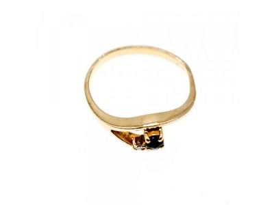 10K Yellow Gold Sapphire & Diamond Ring Size 7