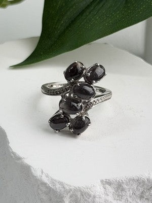 925 Sterling Silver Black Star Sapphire Ring Size 7