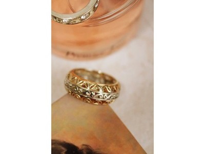 925 Sterling Silver Gold Plated Sapphires Openwork Ring Size 7.5