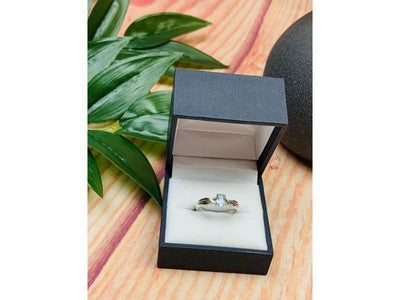 925 Sterling Silver Blue Spinel Classic Ring Size 8