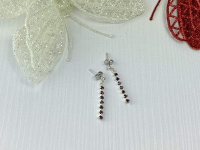 925 Sterling Silver Almandine Stud Earrings