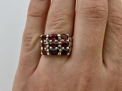925 Sterling Silver Almandine Ring Size 8
