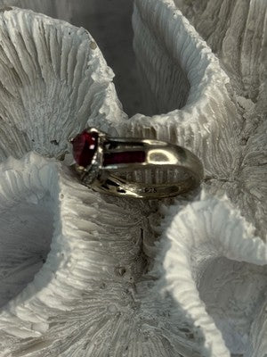 925 Sterling Silver Spinel Heart Ring Size 5