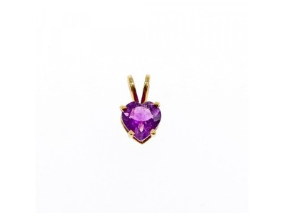 14K Yellow Gold Amethyst Heart Pendant