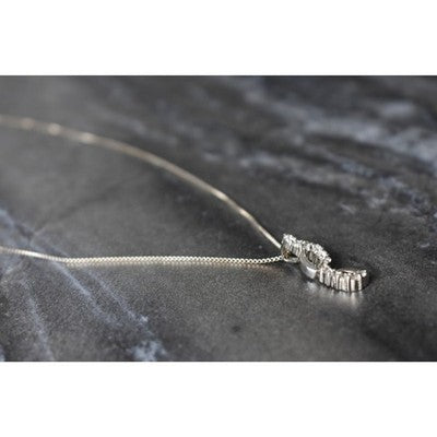 925 Sterling Silver CZ Chain With Pendant Italy