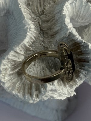 Vintage 925 Sterling Silver Onyx Ring Size 5