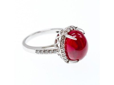 925 Sterling Silver Pink Spinel & CZ Ring Size 6.5