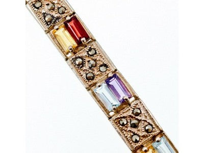 925 Sterling Silver Multi Gemstones Bracelet