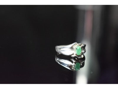 925 Sterling Silver Emerald Ring Size 9.5