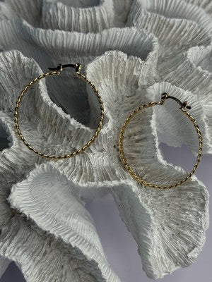Elegant Hoop Gold Plated Earrings Length 1.50 Inch