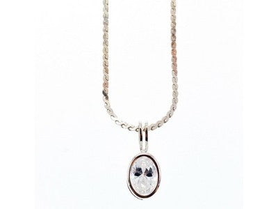 925 Sterling Silver CZ Chain With Pendant 925 Italy
