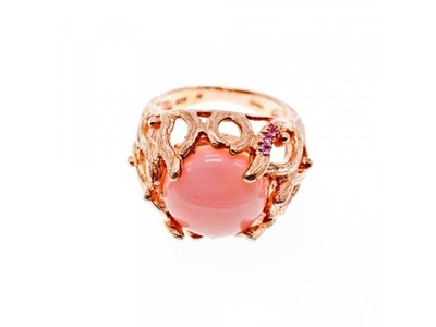 925 Sterling Silver Gold Plated Morganite "Passion" Ring Size 6.5