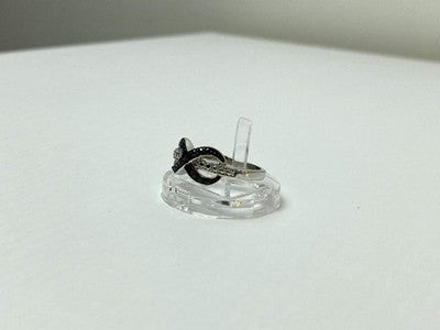 925 White & Blackened Sterling Silver Ring Size 7