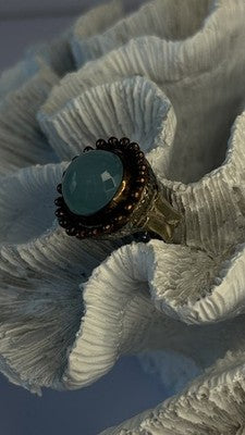 Vintage 925 Sterling Silver Sky Blue Chalcedony Ring Size 5.5