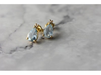 14K Yellow Gold Topaz & Diamond Earrings