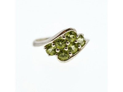 925 Sterling Silver Peridot Ring Size 9.5