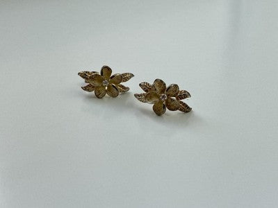 925 Sterling Silver Gold Plated CZ "Flowers" Earrings