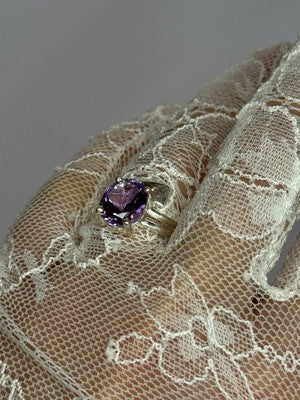 925 Sterling Silver Amethyst Ring Size 7.5