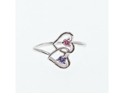 925 Sterling Silver CZ "Hearts" Ring Size 7