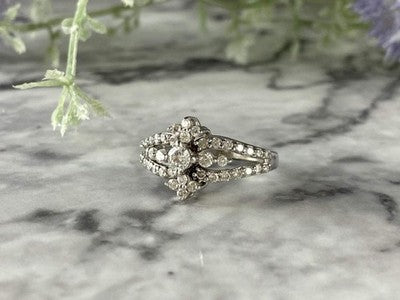 14K White Gold Diamonds Ring Size 6.5